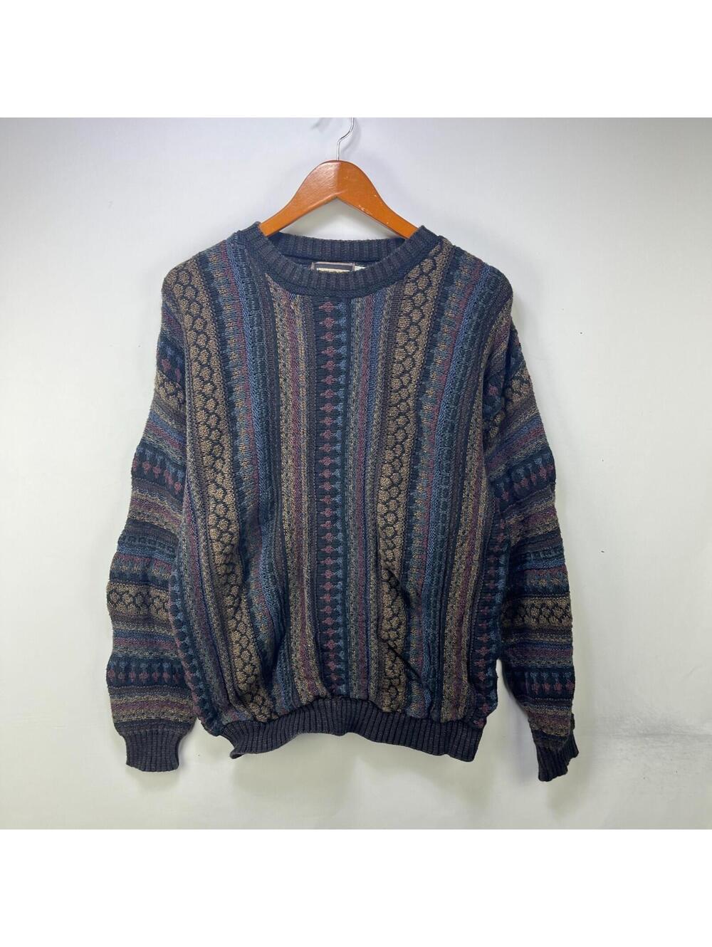 Vintage 90s Bachrach Coogi Style 3D Knit Sweater Large
